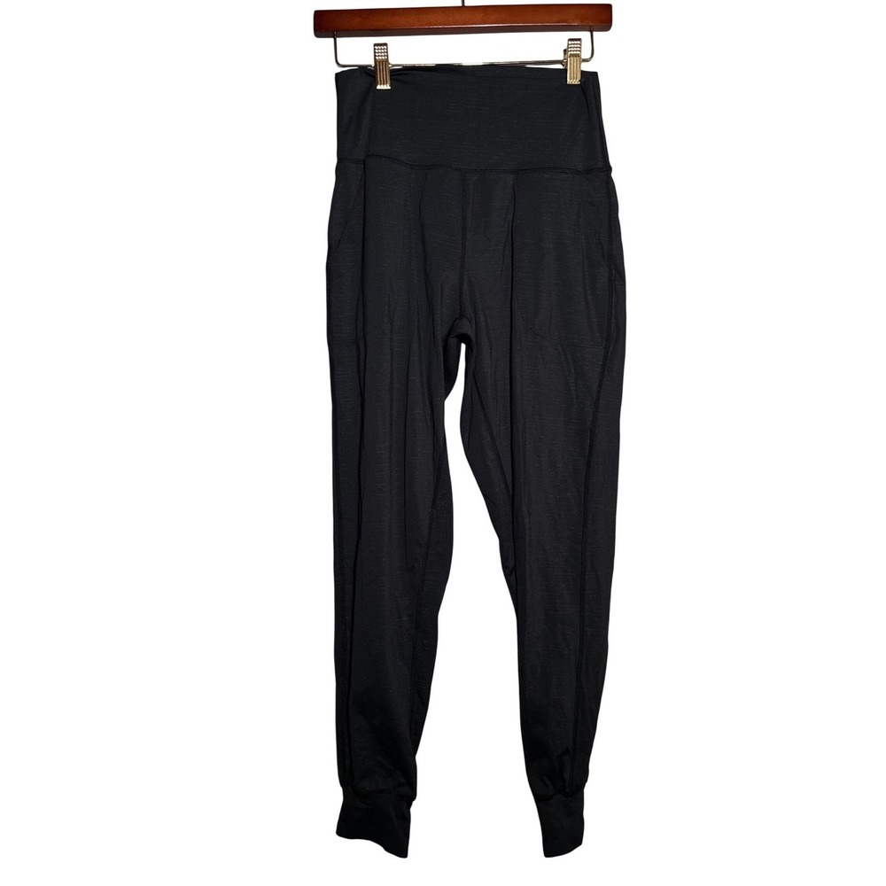 Zyia Active Womens M Black High Waisted Joggers Tapered Leg Pockets Athleisure